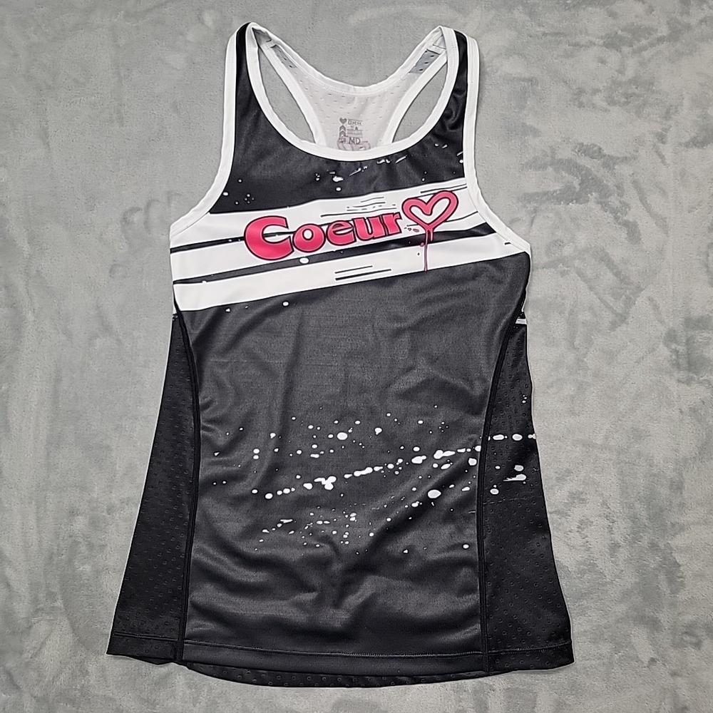 Coeur Shirt Womens Medium Black Racerback Tank Top Running Cycling Performance